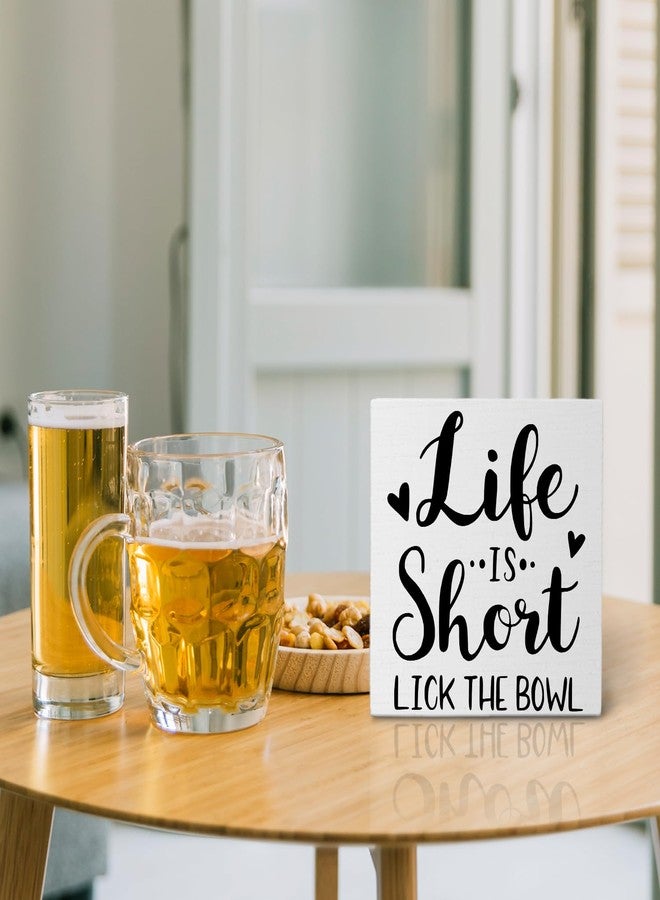 Nvotell Funny Kitchen Wooden Box Sign,Life Is Short Lick The Bowl Box Sign,Quotes Wood Sign For Kitchen Living Room Bedroom,Fall Sign Desk Decor,Housewarming Gifts,5x5 Inch - Image 5